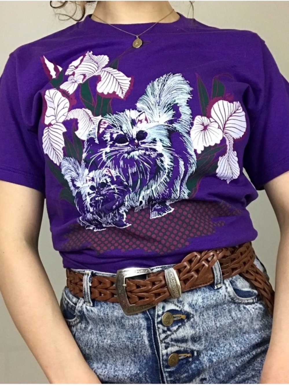 Vintage 90s Persian Cats Las Vegas Purple T-Shirt